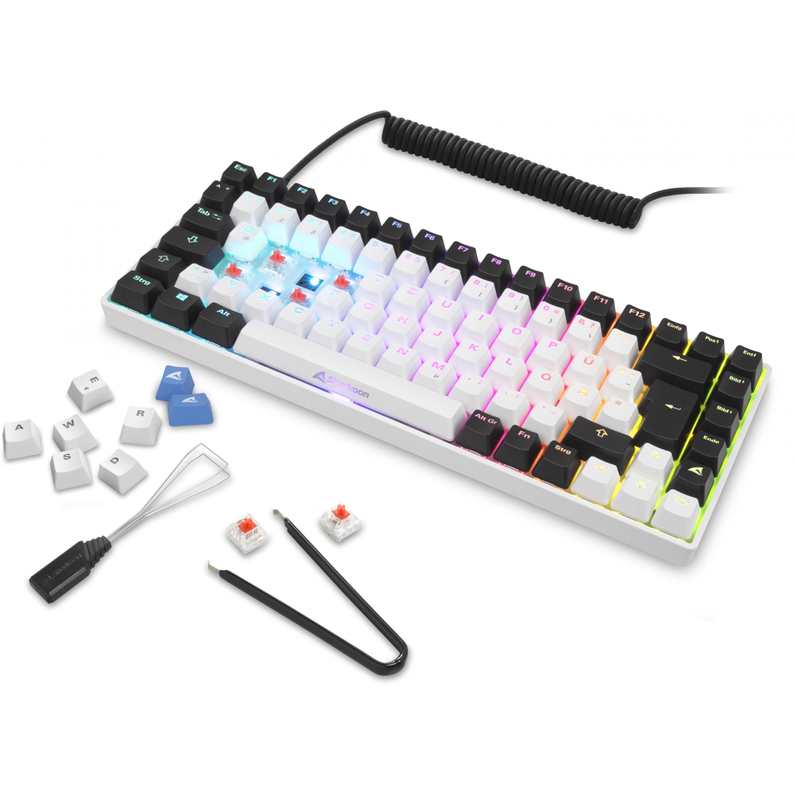 Tastierë Gaming Sharkoon SGK50 S3 Gateron Brown Wired / German Layout - Bardhë - Figura 4