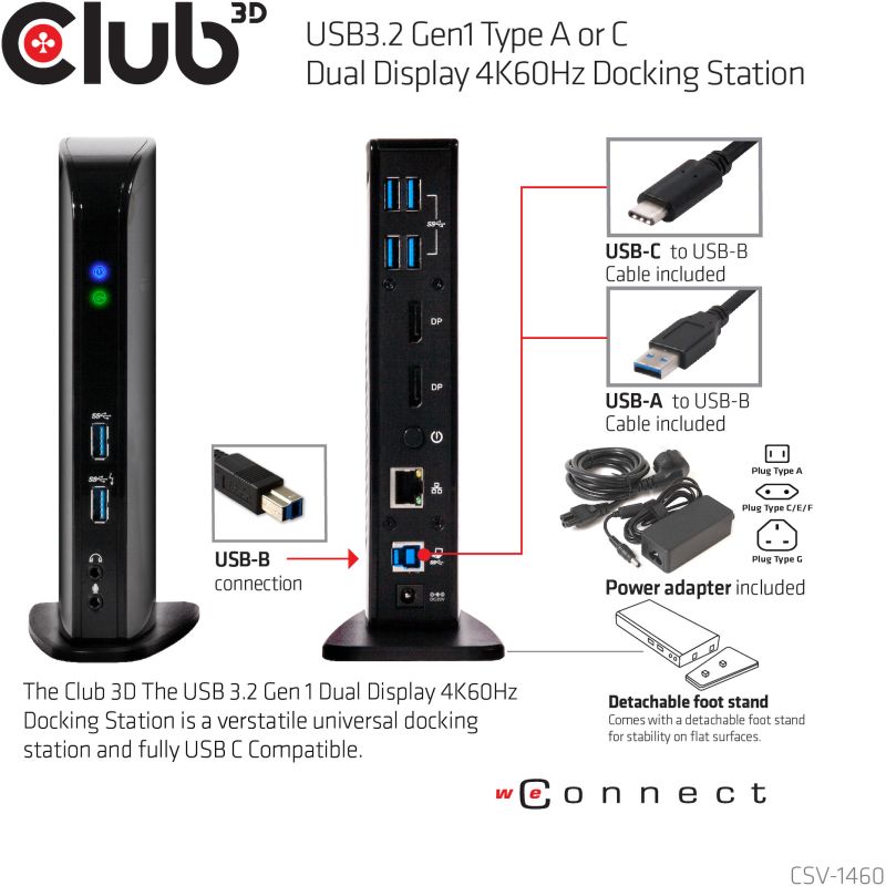 Docking station Club3D / 4K / 60Hz / USB3 / 6xUSB3 / 2xDP / LAN / Audio – Zezë - Figura 2