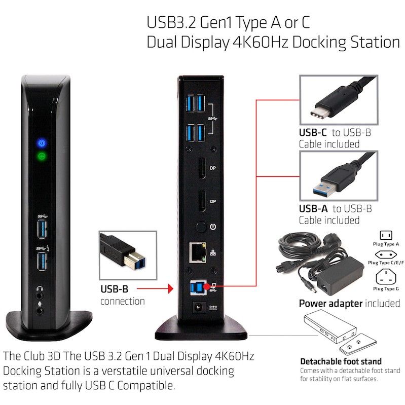Docking station Club3D / 4K / 60Hz / USB3 / 6xUSB3 / 2xDP / LAN / Audio – Zezë - Figura 7