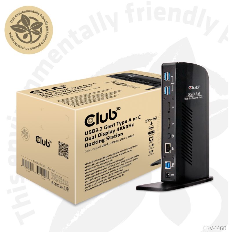 Docking station Club3D / 4K / 60Hz / USB3 / 6xUSB3 / 2xDP / LAN / Audio – Zezë - Figura 5