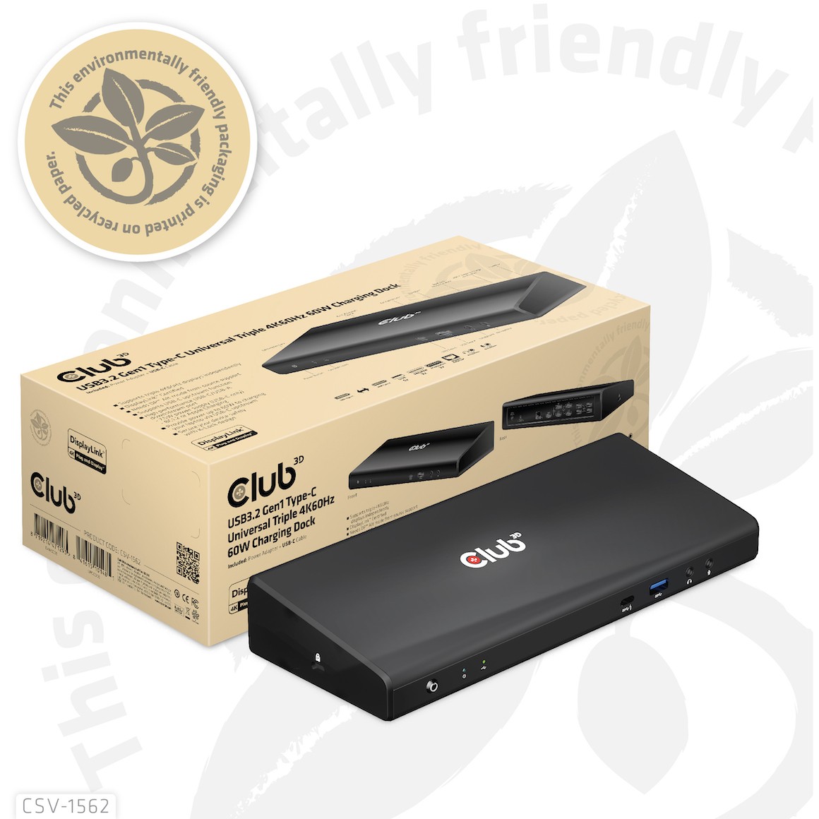 Docking Station Club3D USB-C / 6x USB 3.0 / 2x DisplayPort / HDMI / LAN / Audio / 4K - Zezë