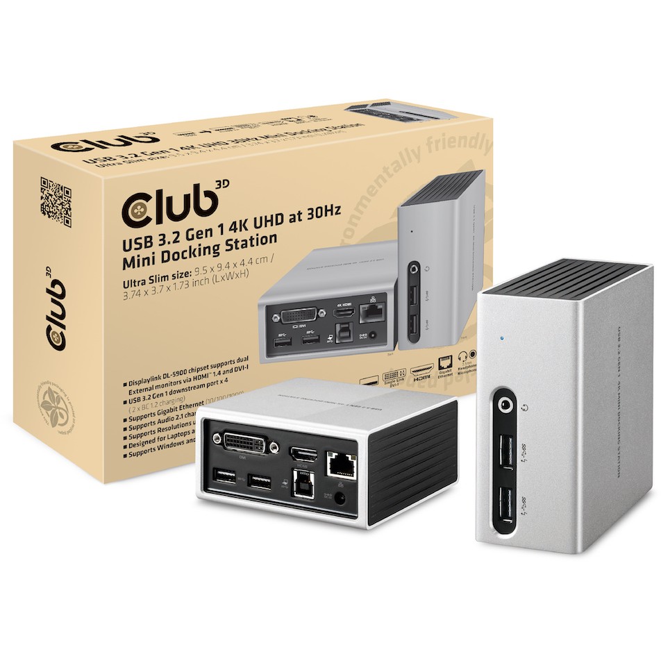 Docking Station Mini Club3D USB 3.0 / 4x USB 3.0 / HDMI / DVI / LAN / 4K - Argjend - Figura 5