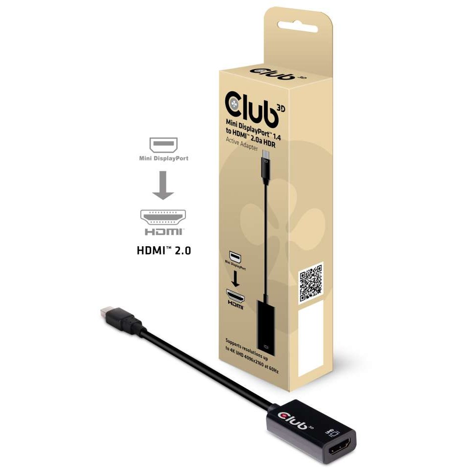 Adapter Club3D / Mini DisplayPort Plug → HDMI 2.0b Plug / Aktiv / HDR / 4K / 60Hz - Zezë - Figura 2