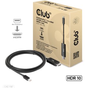 Kabllo DisplayPort Mini Club3D / MiniDP 1.4 në HDMI / 1.8m / 8K 60Hz / St/St - Zezë