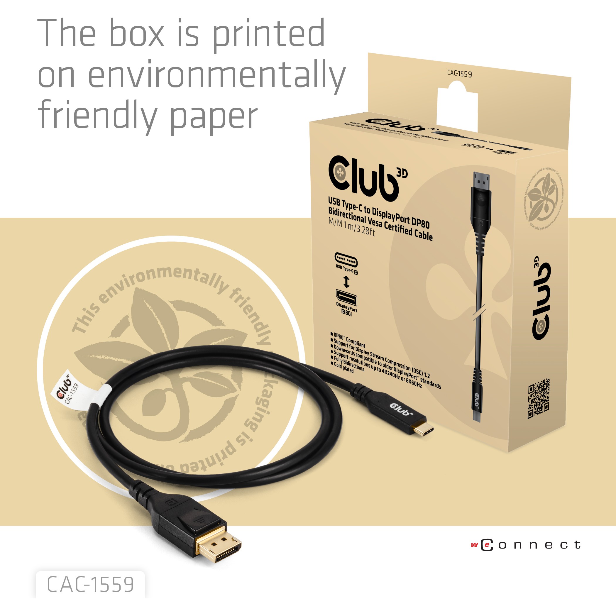 Kabllo Club3D USB‑C ↔ DisplayPort 2.1 / 1.0m / 10K60Hz - Zezë - Figura 5