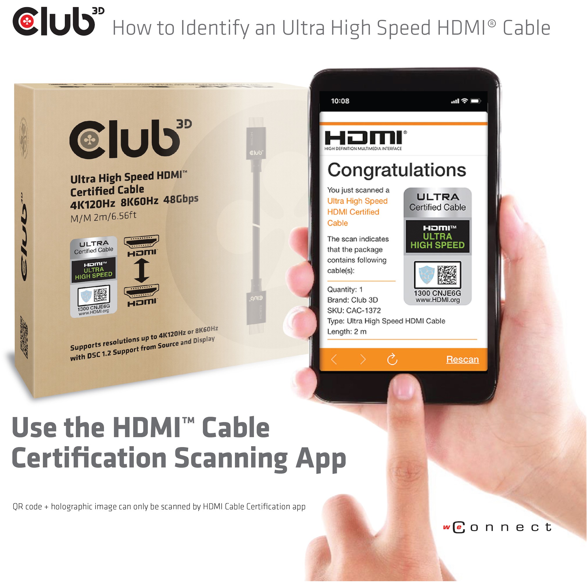 Kabllo HDMI Club3D / HDMI A në A / 2.1 Ultra High Speed / 10K HDR / 3m - Figura 2