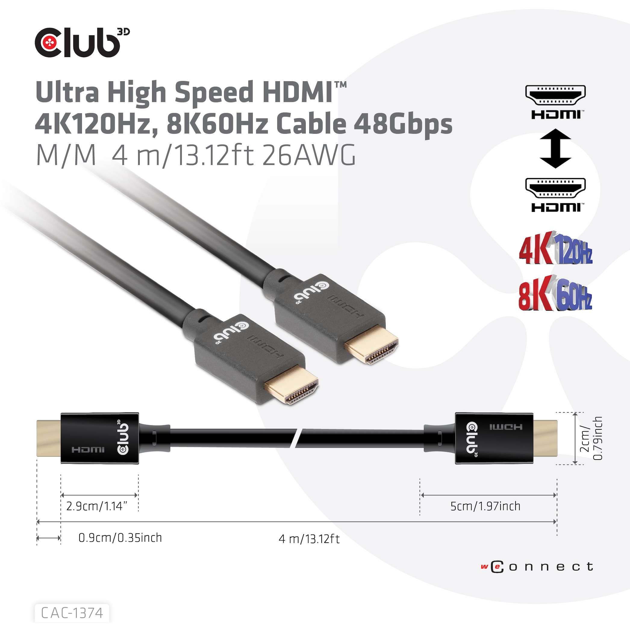 Kabllo HDMI Club3D HDMI A në A / 2.1 Ultra High Speed / 10K HDR / 4m - Figura 3