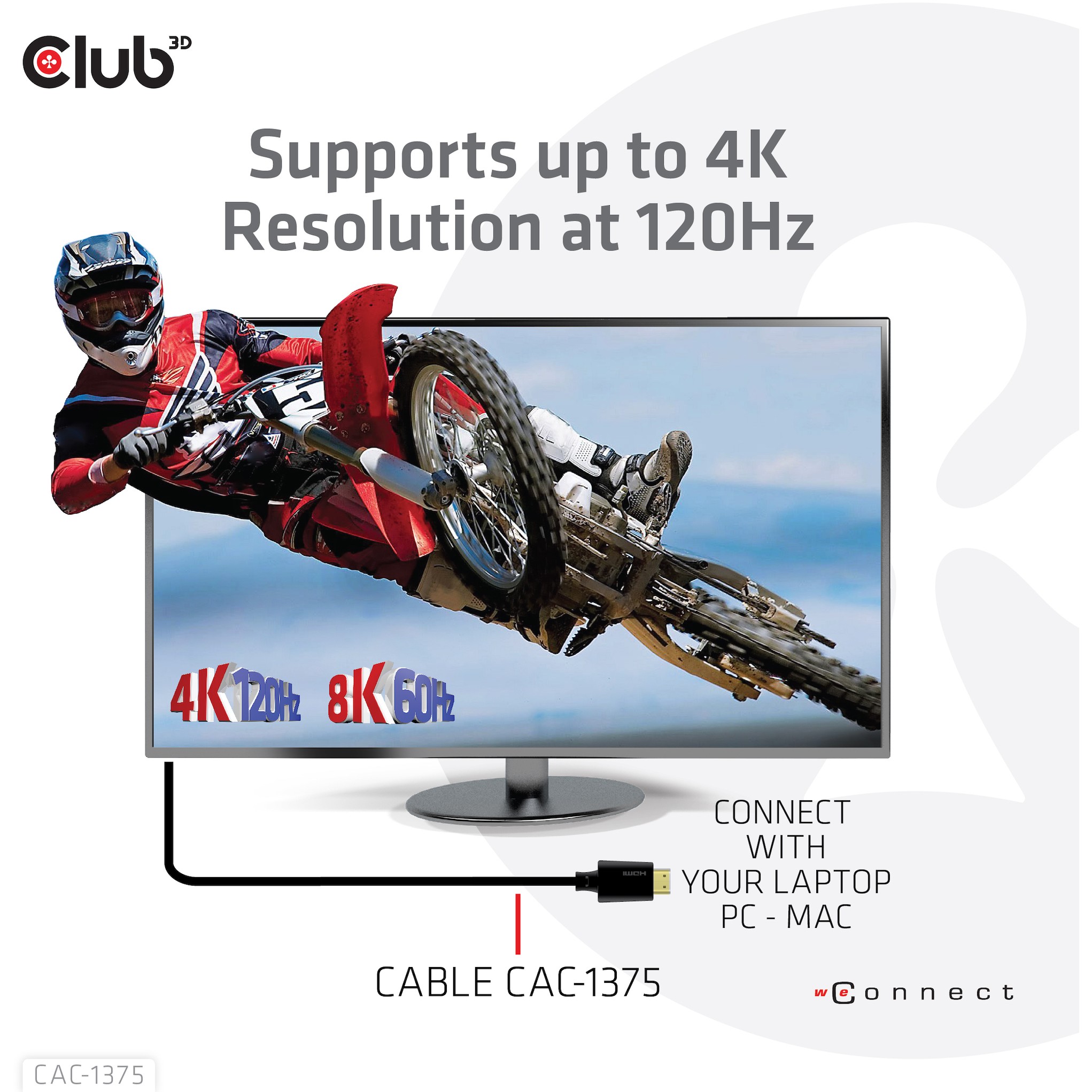 Kabllo HDMI Club3D / HDMI-A Plug → HDMI-A Plug / Version 2.1 / Ultra High Speed / 10K HDR / 5.0m - Zezë - Figura 2