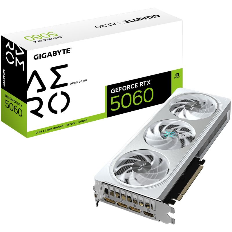 Kartelë Grafike Nvidia RTX 5060 8GB GIGABYTE AERO OC 8GB GDDR7 3 Fan