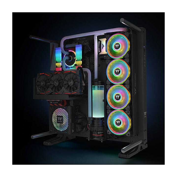 Ftohës për Kasë 120mm Thermaltake Riing Quad 12 RGB Radiator Fan TT Premium Edition / 3-Pack – Zezë - Figura 5