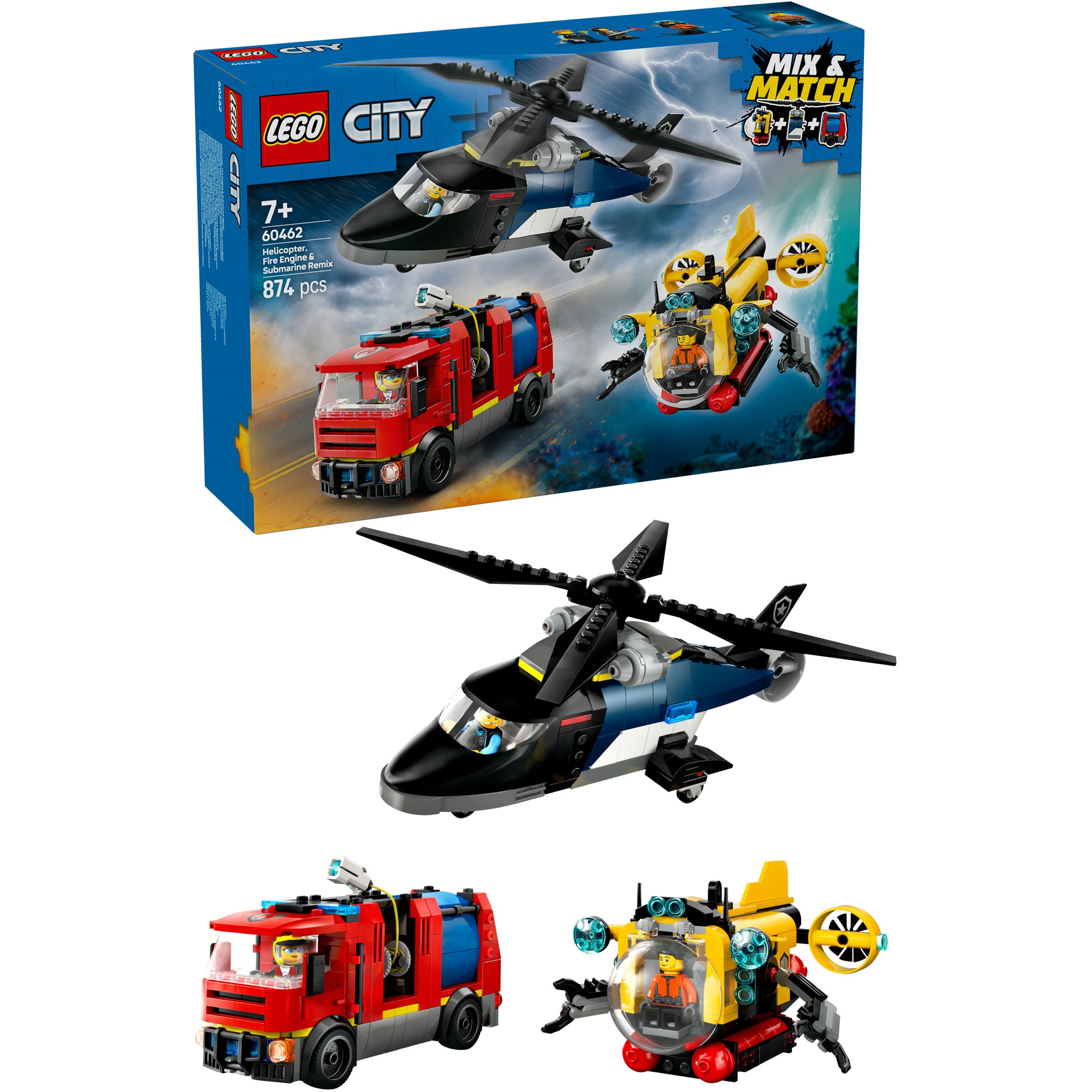 LEGO 60462 City Helicopter, Fire Engine & Submarine Remix - Figura 3