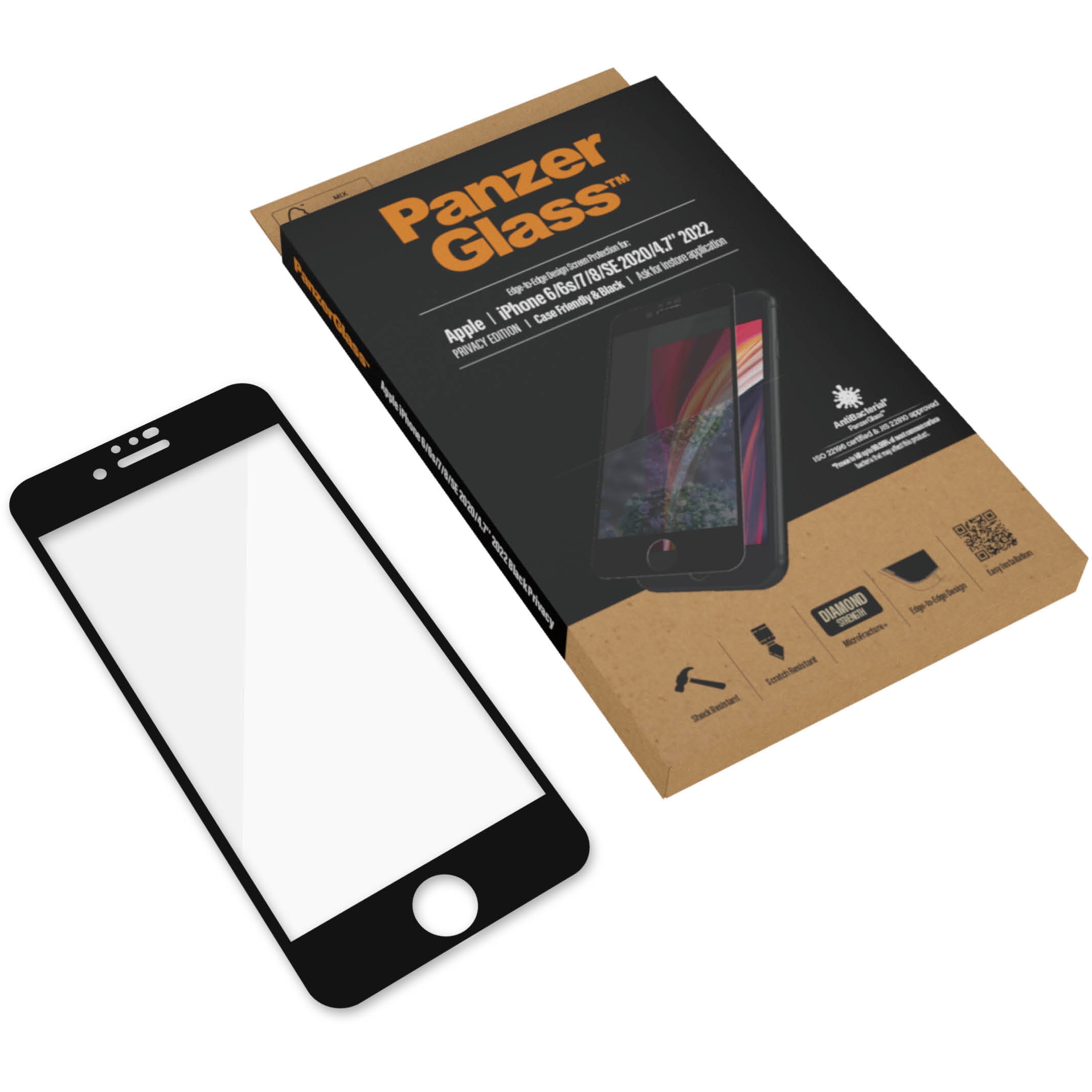 Aksesorë për telefon PanzerGlass / iPhone 6-7-8-SE (2020/2022) - E2E CF - Zezë - Figura 5
