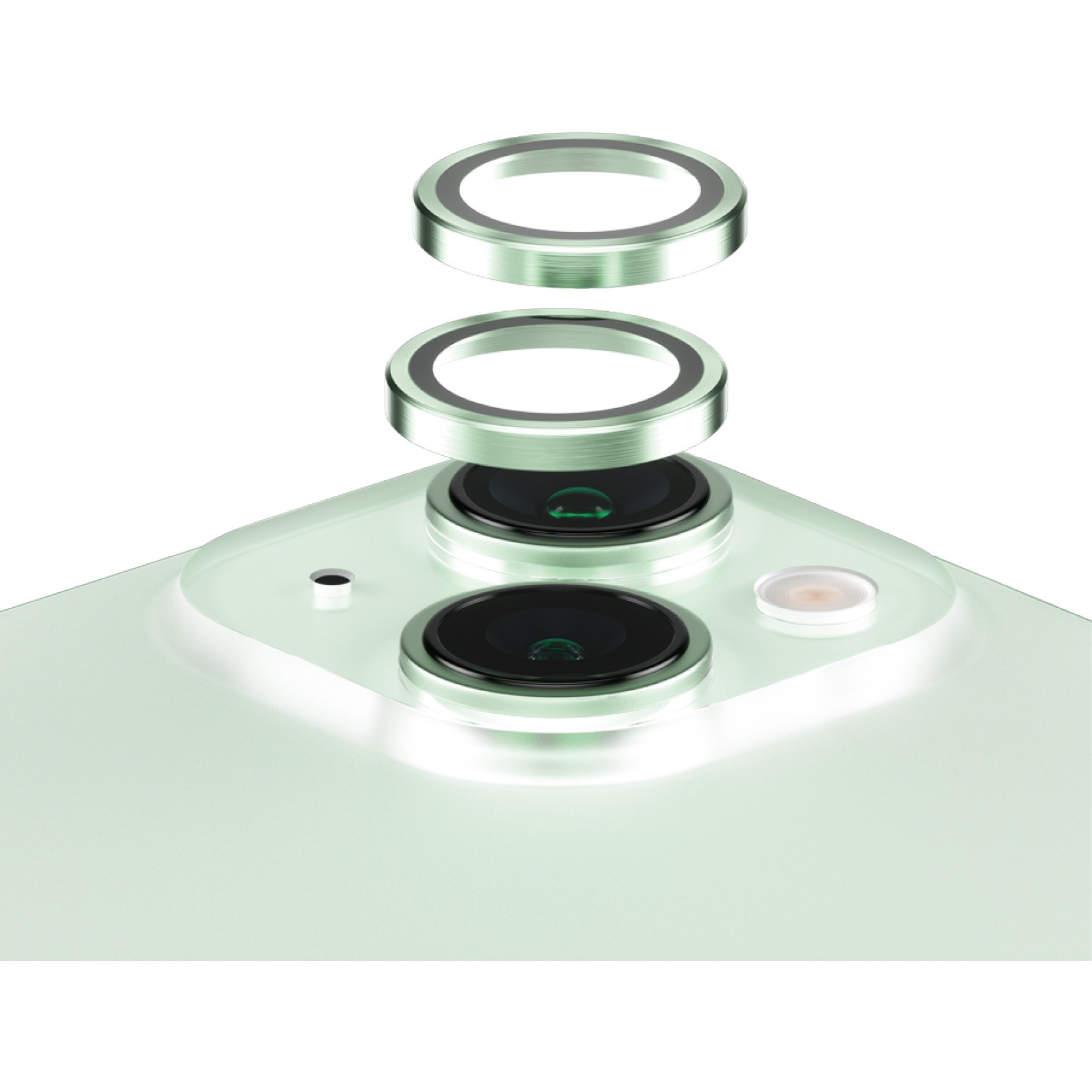 Aksesorë për telefon PanzerGlass Hoops Camera Protector for iPhone 15 / 15 Plus – Gjelbër