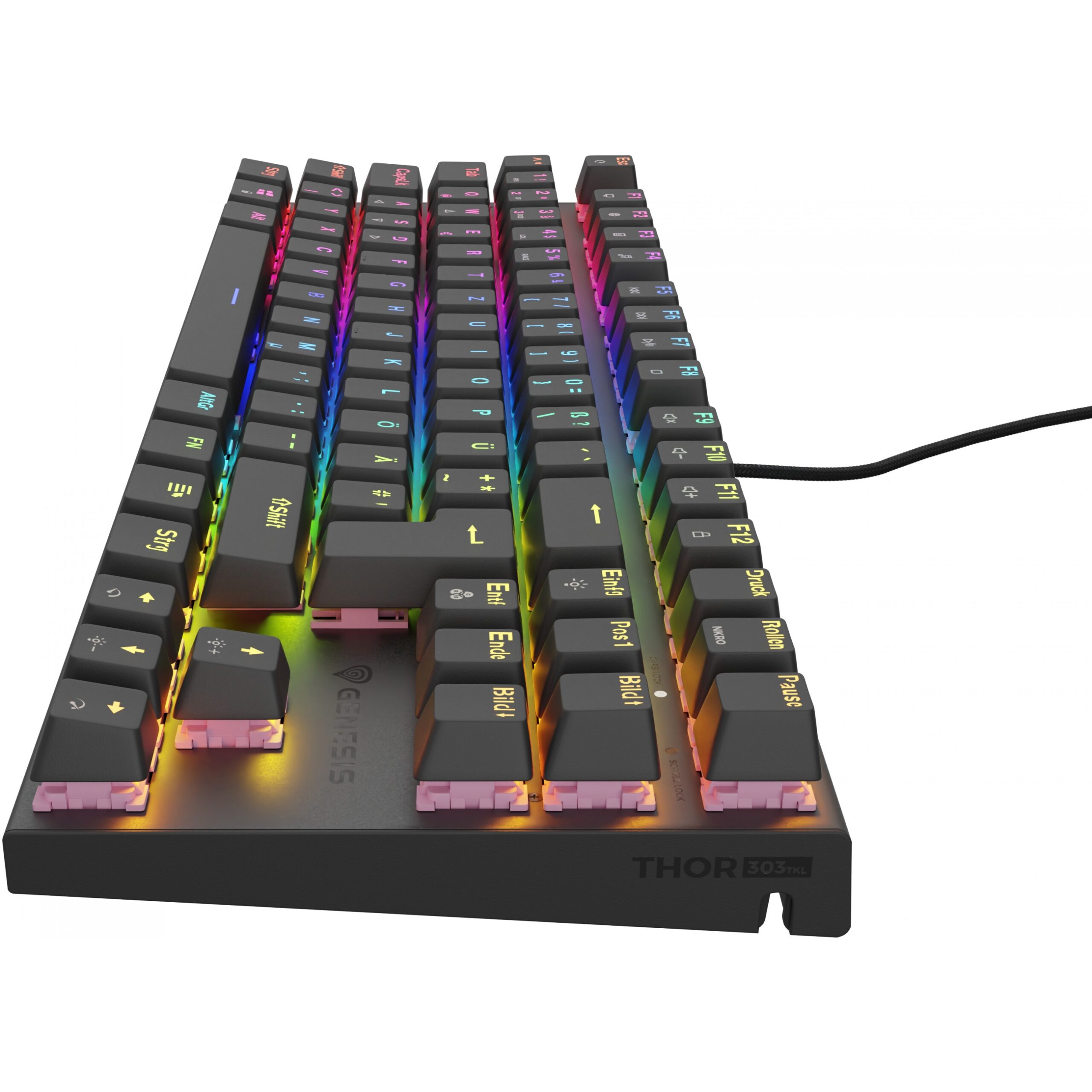Tastierë Gaming Genesis THOR 303 TKL Silent switch RGB Wired / QWERTZ / German Language - Zezë - Figura 2