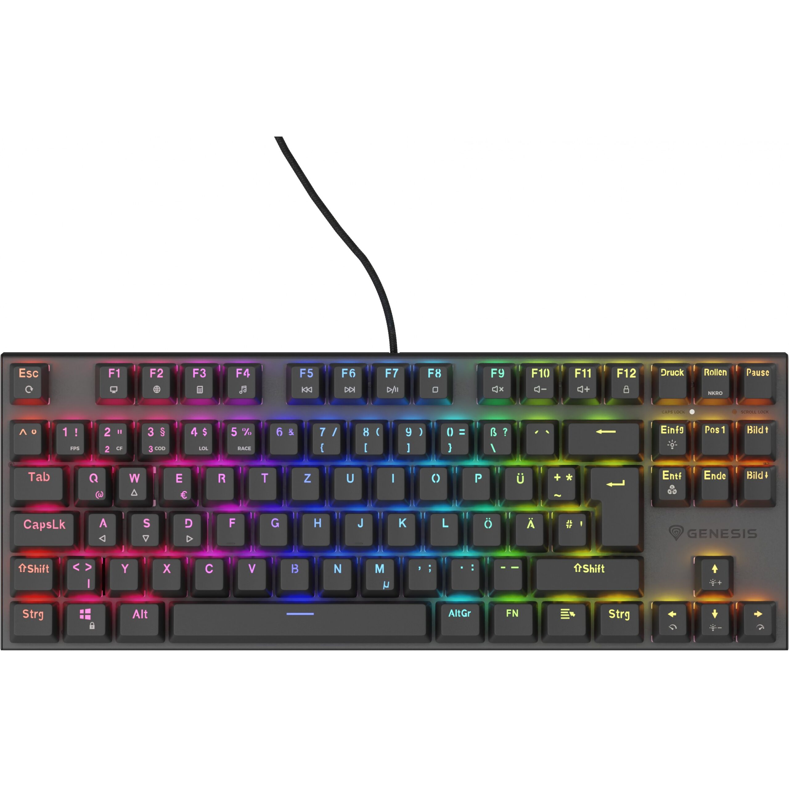 Tastierë Gaming Genesis THOR 303 TKL Silent switch RGB Wired / QWERTZ / German Language - Zezë - Figura 4