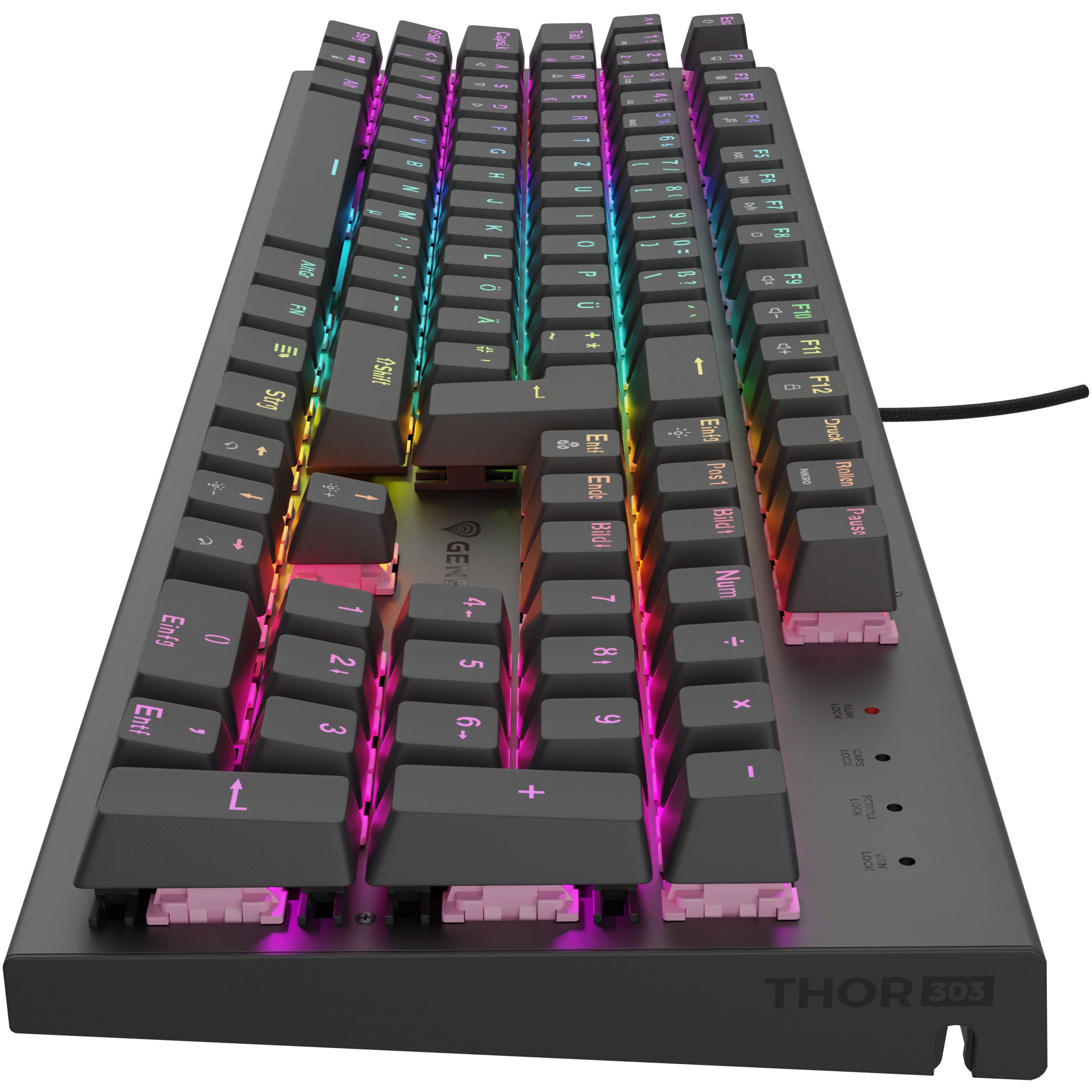 Tastierë Gaming Genesis THOR 303 RGB Wired / QWERTZ / German Language - Zezë - Figura 2