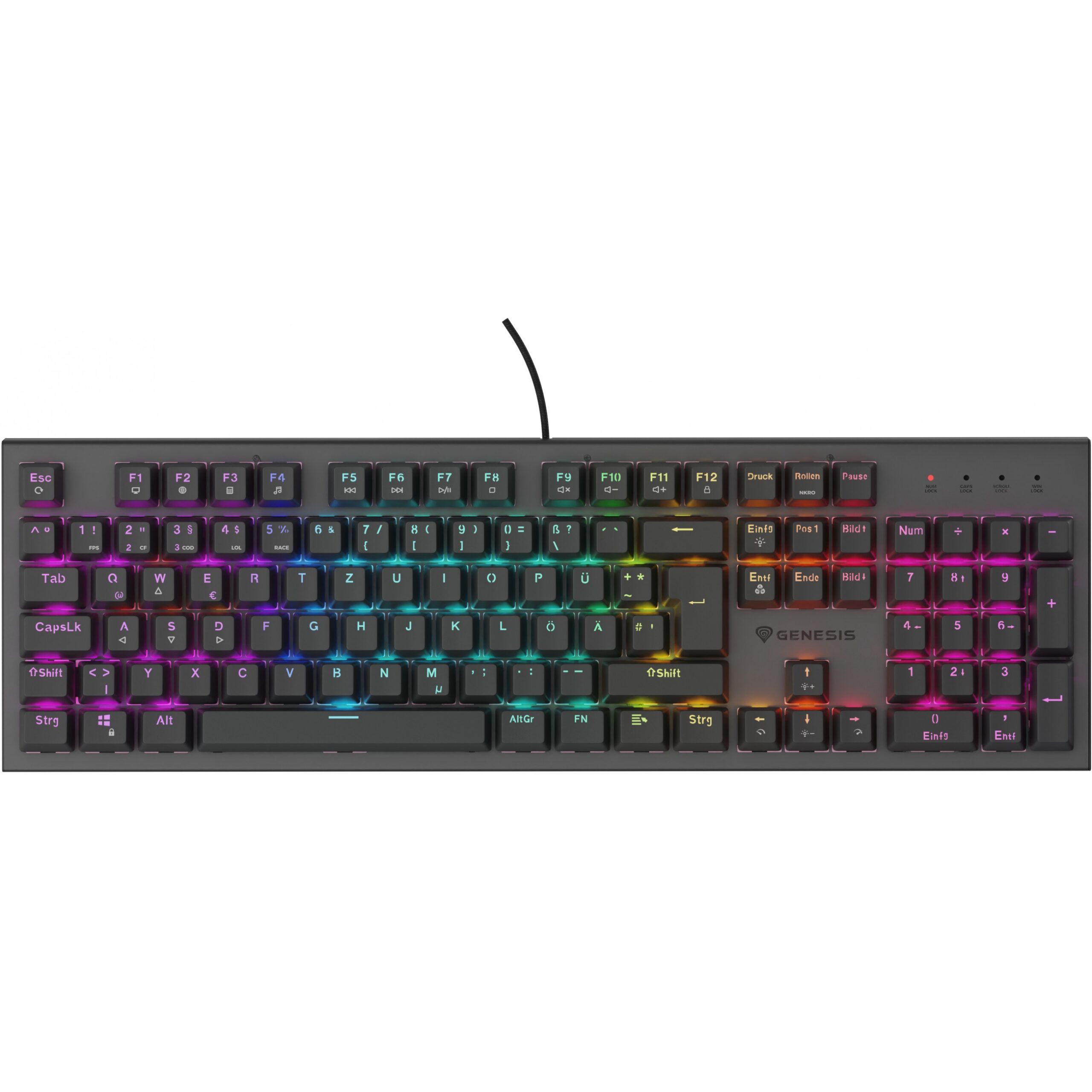 Tastierë Gaming Genesis THOR 303 RGB Wired / QWERTZ / German Language - Zezë - Figura 4