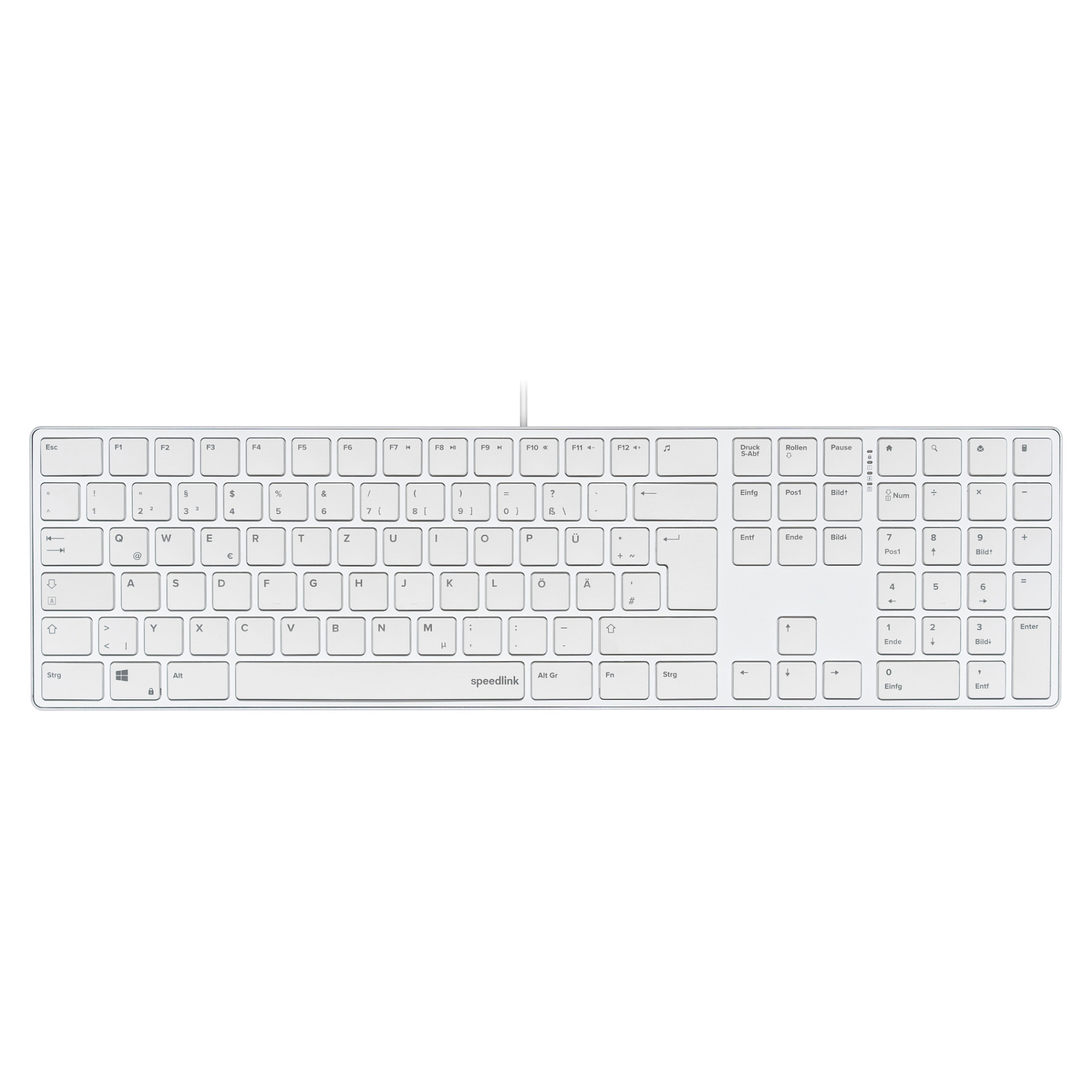 Tastierë me kabllo Speedlink RIVA Slim Metal Scissor / QWERTZ - Bardhë