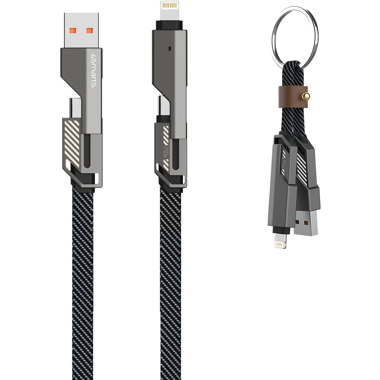 Kabllo USB 4smarts USB-C Cable ComboCord Flat 240W / 1.5m + Keyring Cable - Figura 2
