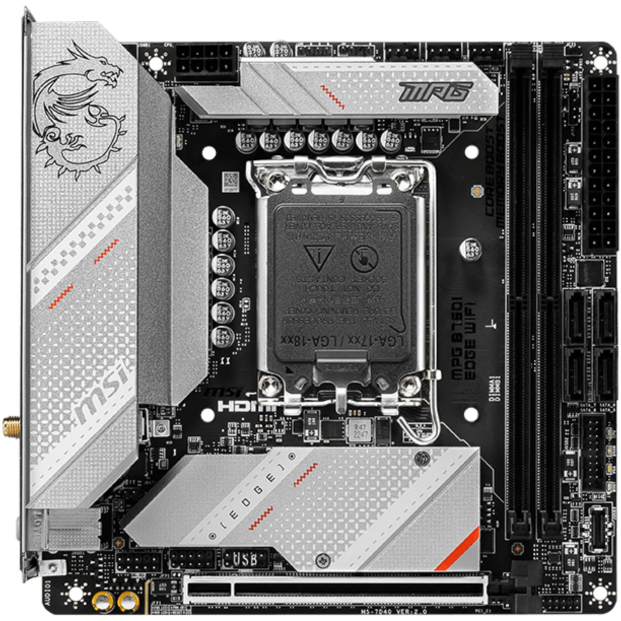 Pllakë Amë MB Intel MSI MPG B760I Edge / LGA 1700 / DDR5 / mITX / HDMI+DP - Figura 2