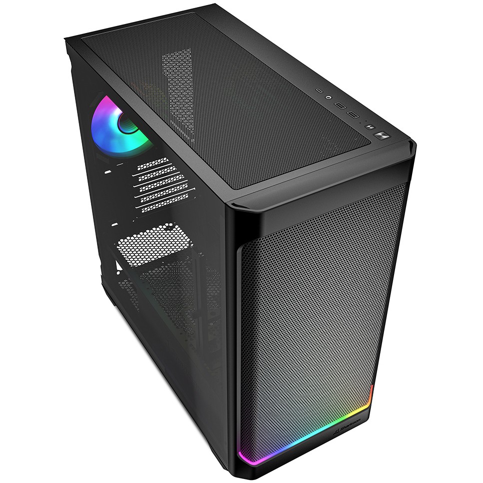 Kasë Sharkoon MK4W RGB Micro-ATX 1xGlass - Zezë - Figura 3