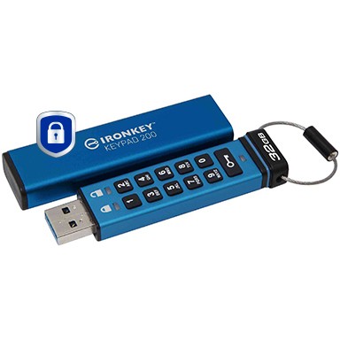 USB Flash Drive STICK 32GB Kingston IronKey Keypad 200 - Blu - Figura 2