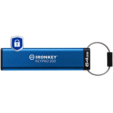 USB Flash Drive STICK 64GB Kingston IronKey Keypad 200 - Blu