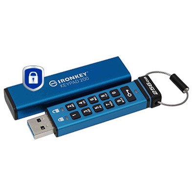 USB Flash Drive STICK 256GB Kingston IronKey Keypad 200 - Blu - Figura 2