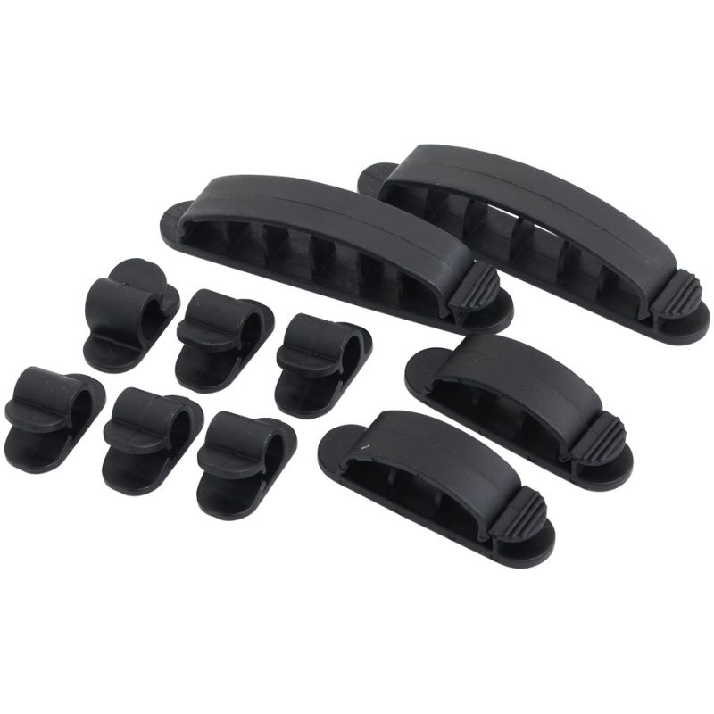 Kabllo për Rrjet Cable Holder Set ABS / 10 Copë / Vetëngjitës – Zezë