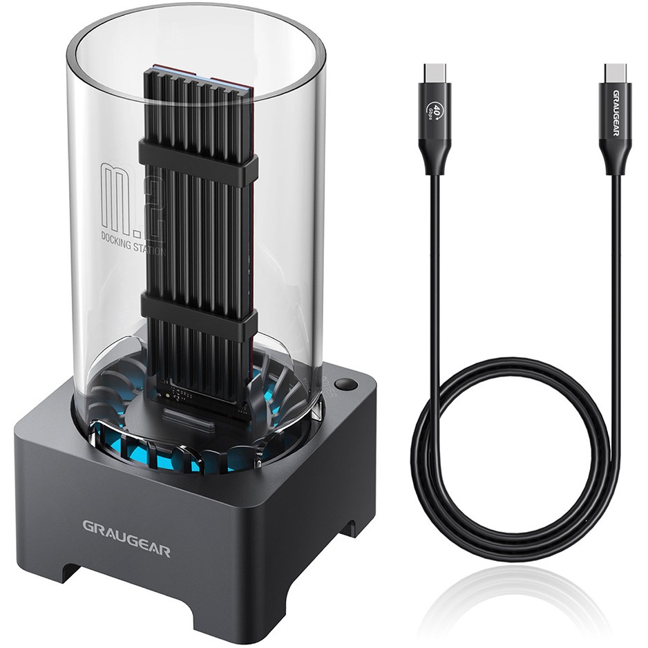 Docking Station GRAUGEAR USB 4.0 /M.2 NVMe Gen4x4/ Kutizë SSD - Zezë