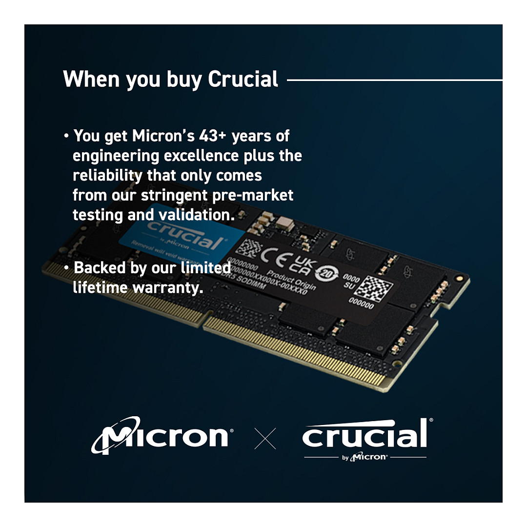 RAM Memorie DDR5 Crucial SO‑DIMM PC5600 / 24GB / 1×24GB / Single‑Module / CL46 - Figura 3