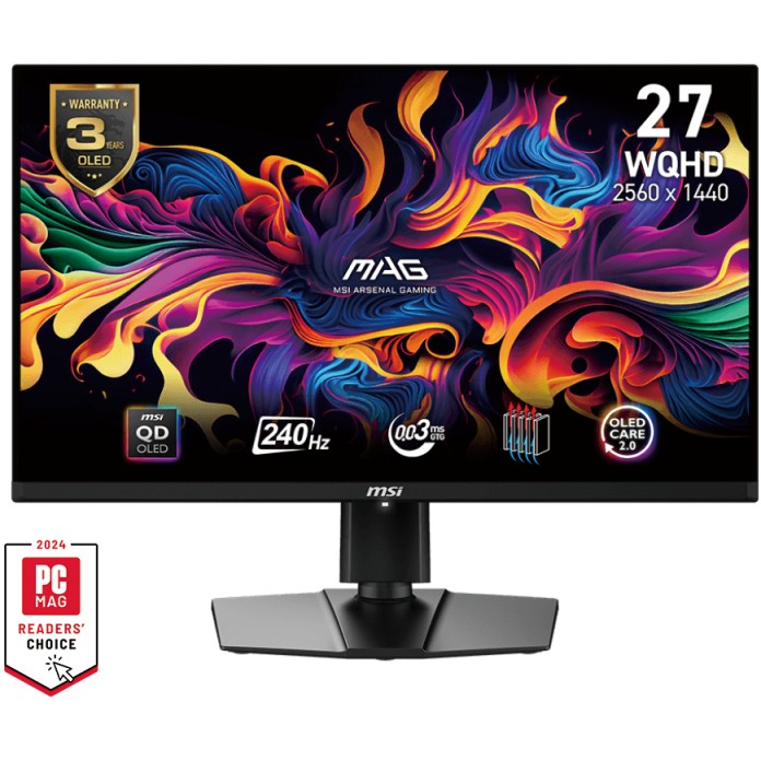 Monitor Gaming MSI MAG 271QPXDE E2 / 27" / WQHD QD-OLED / 240 Hz / 0.03 ms / HDMI+DP / Zezë - Figura 2