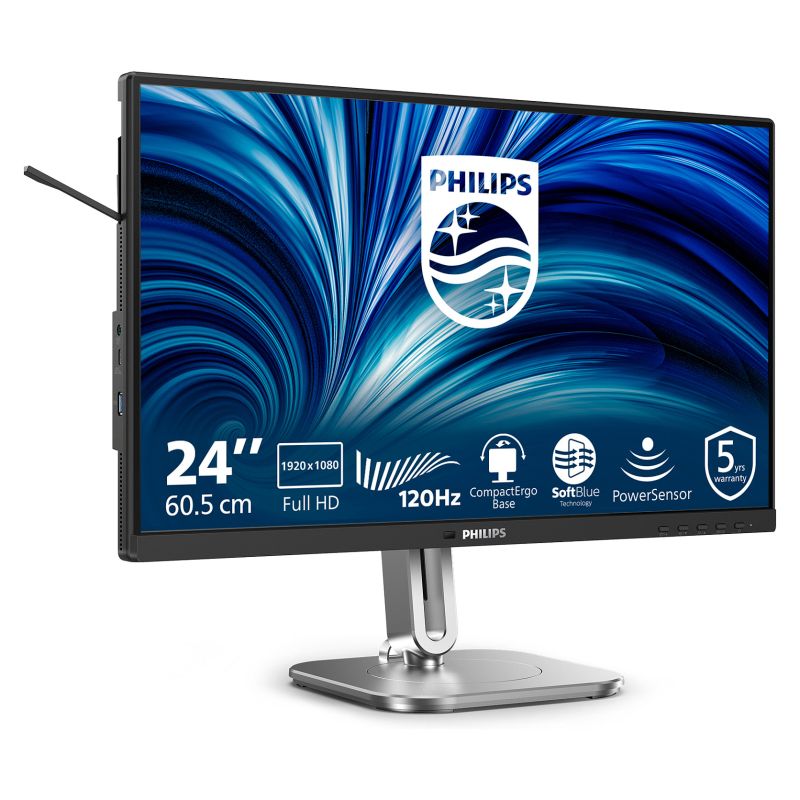 Monitor PHILIPS 24B2N4200/00 / 23.8"/ Full HD IPS / LCD / 120Hz / 4ms / USB-B + USB-A + USB-C + VGA + HDMI + DisplayPort - Gri/Argjend - Figura 2