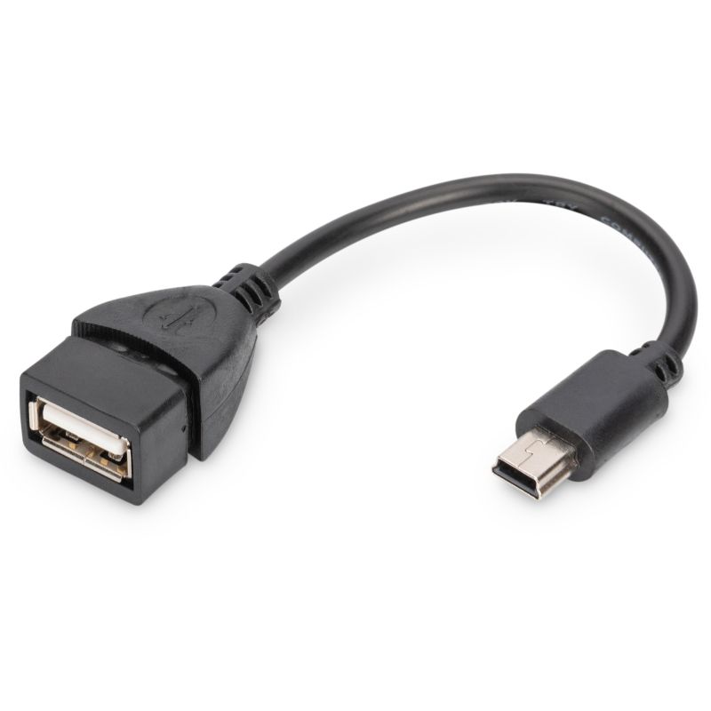 Adapter USB DIGITUS OTG USB 2.0 Mini‑B në USB‑A Plug/Socket 0.2m