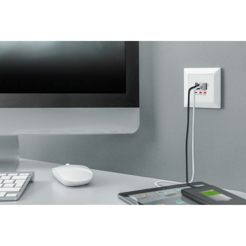 Adapter USB DIGITUS In‑Wall Charging Socket 2x USB‑A + 1x USB Type‑C - Bardhë - Figura 2