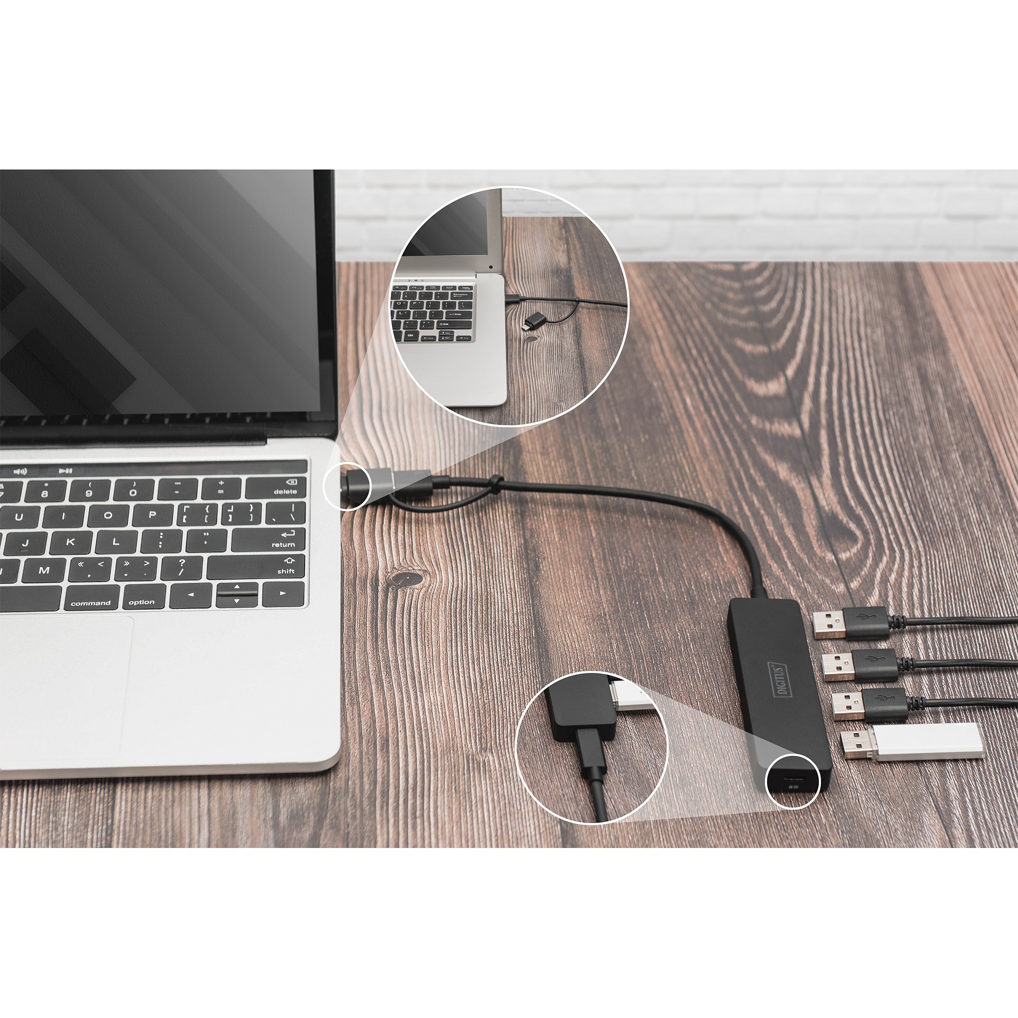 HUB USB DIGITUS / 3.0 / 4‑Port Slim / USB‑C Adapter / 0.2m Cable - Figura 2