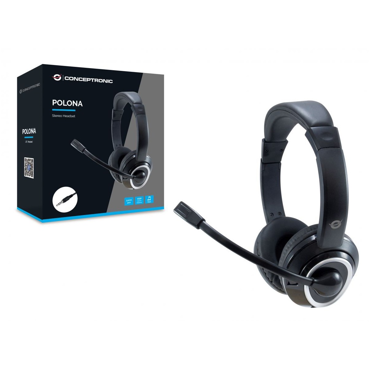 Kufje pa Kabllo Conceptronic Stereo Headset / with Integrated Microphone / 2.0 m – Zezë