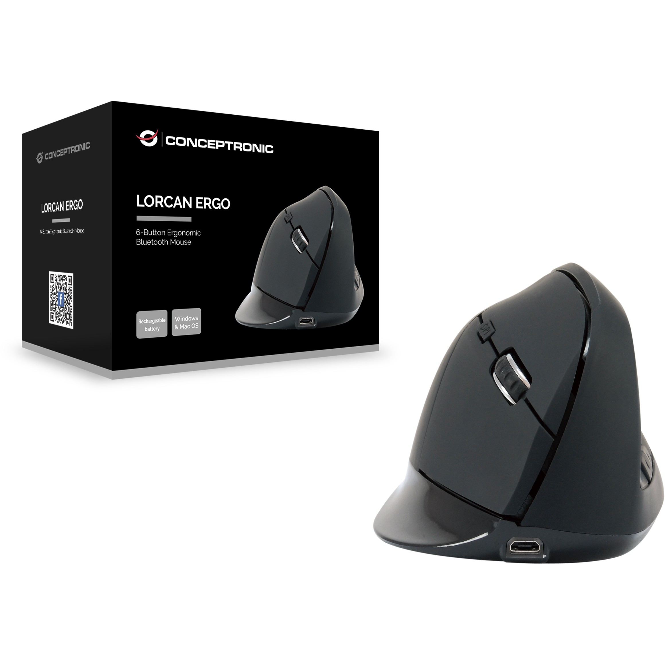 Maus pa Kabllo Conceptronic LORCAN03B 6-Button / Ergonomic – Zezë - Figura 4