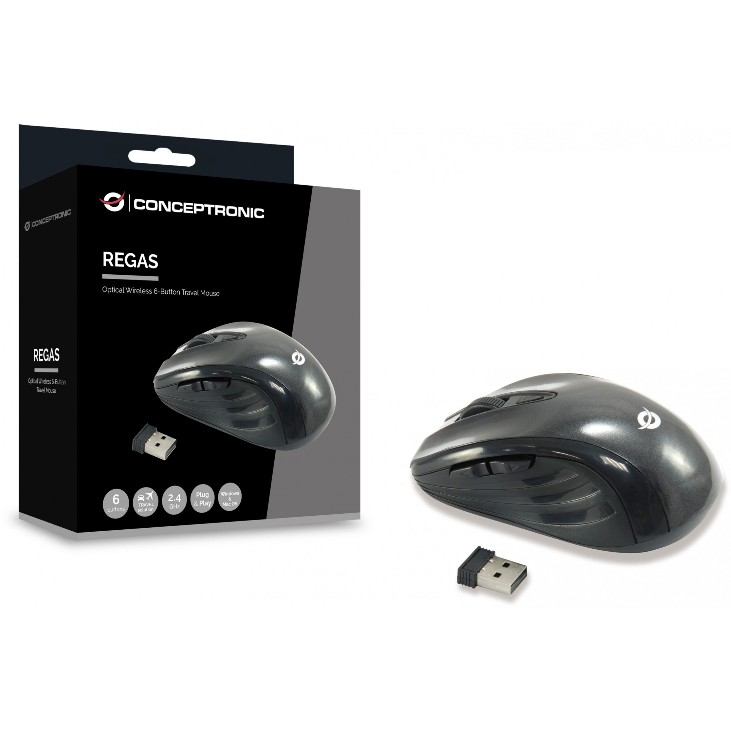 Maus pa Kabllo Conceptronic Optical 6-Button / Travel – Zezë - Figura 5