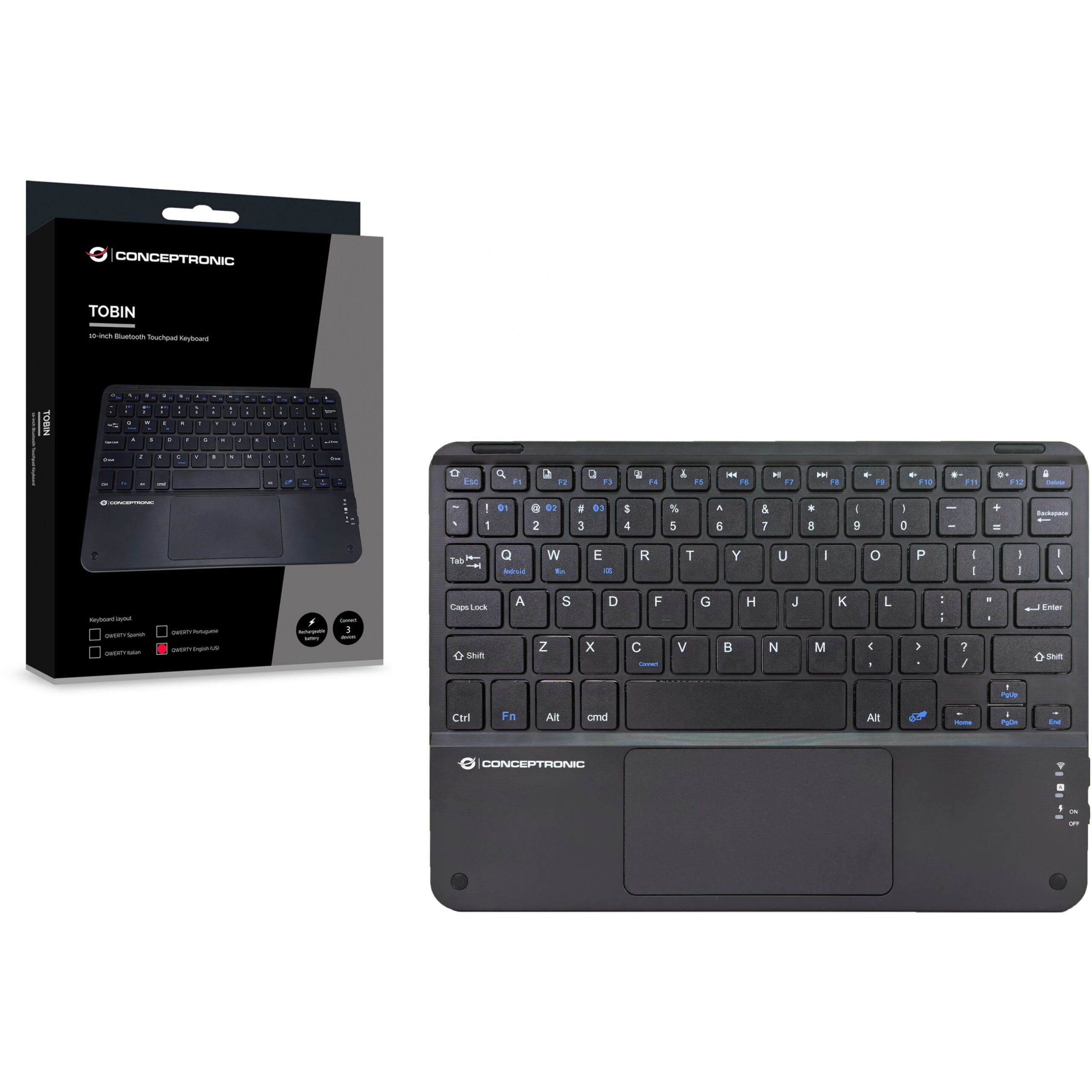 Aksesorë për tablet CONCEPTRONIC / QWERTY US Layout / 10" - Zezë - Figura 5