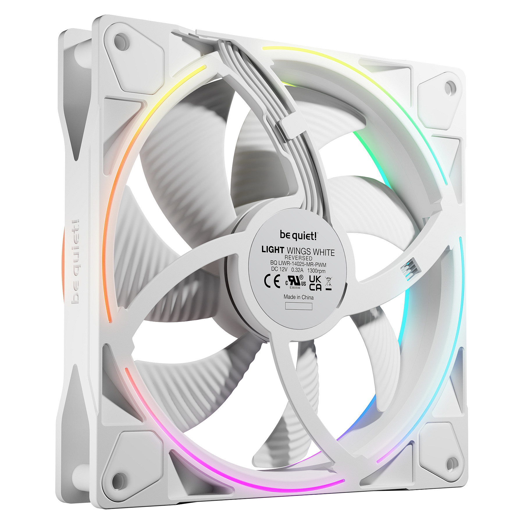 Ftohës për Kasë 140mm be quiet! Light Wings PWM Reverse Fan – Bardhë - Figura 2