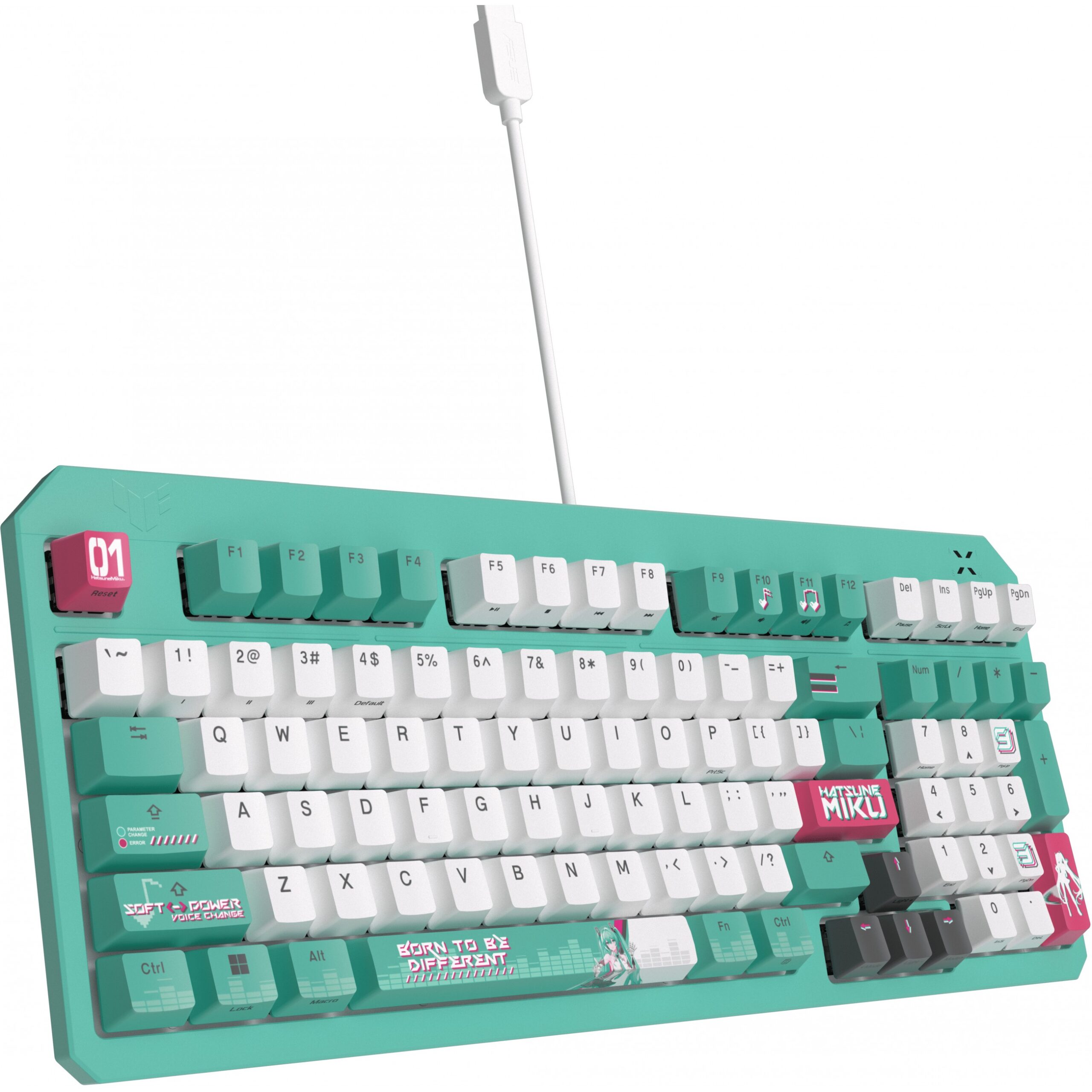 Tastierë Gaming ASUS TUF K3 Gen II Hatsune Miku Edition RGB Mechanical - Bardhë / Gjelbër - Figura 2