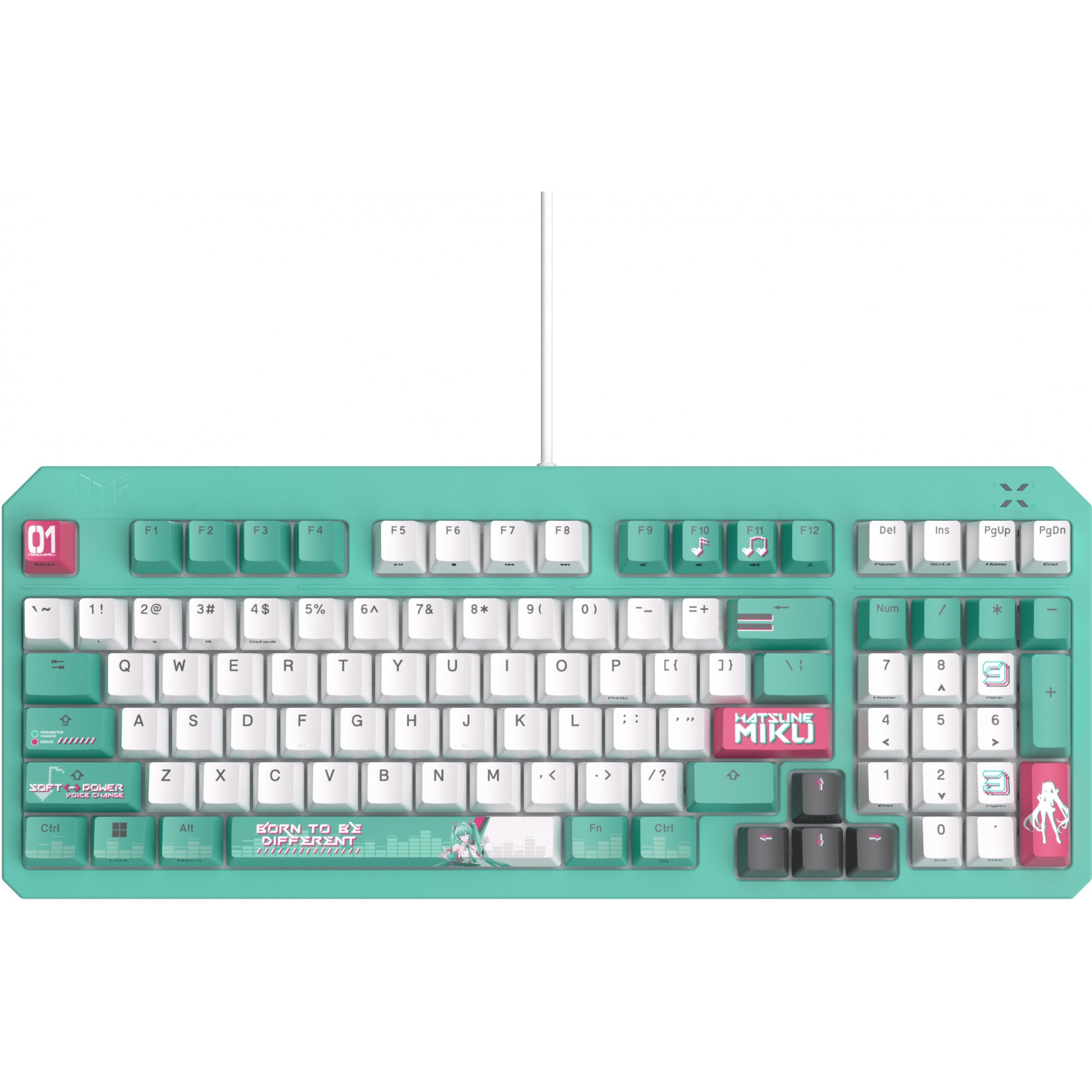 Tastierë Gaming ASUS TUF K3 Gen II Hatsune Miku Edition RGB Mechanical - Bardhë / Gjelbër - Figura 4