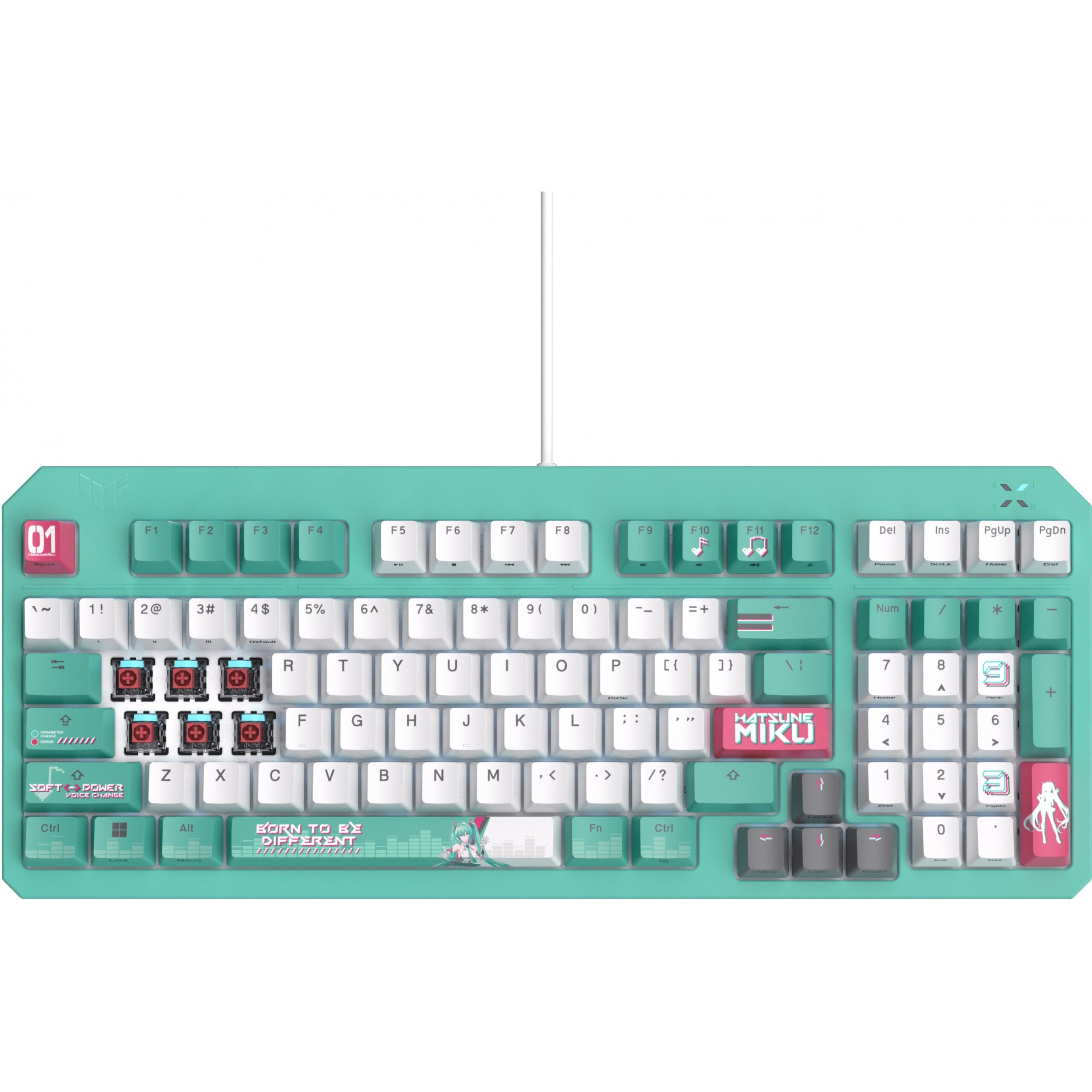 Tastierë Gaming ASUS TUF K3 Gen II Hatsune Miku Edition RGB Mechanical - Bardhë / Gjelbër - Figura 5