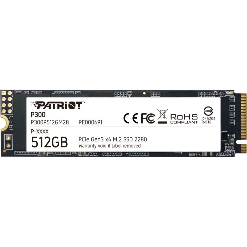SSD e Brendshme M.2 Patriot P300 512 GB (PCIe 3.0 x4. NVMe 1.3. M.2 2280)
