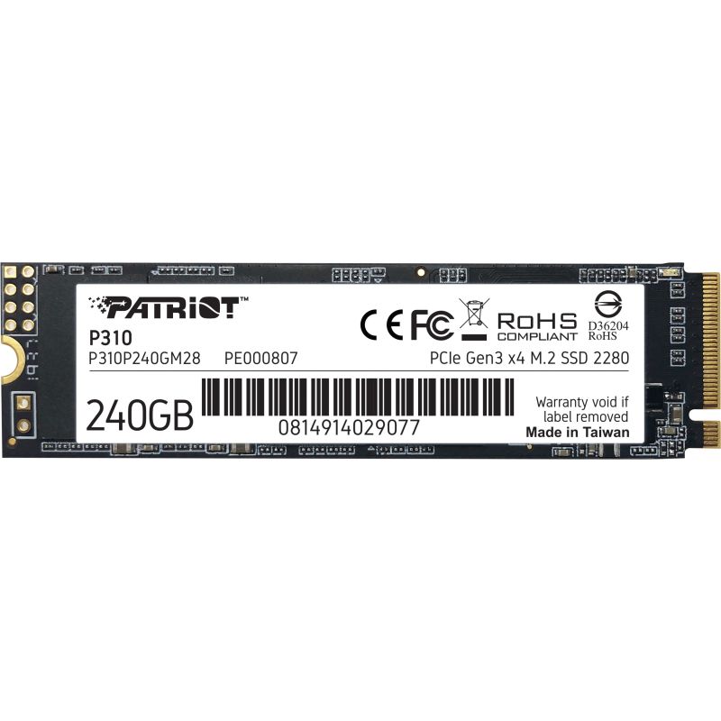 SSD e Brendshme M.2 Patriot P310 240 GB (PCIe 3.0 x4. NVMe 1.3. M.2 2280)