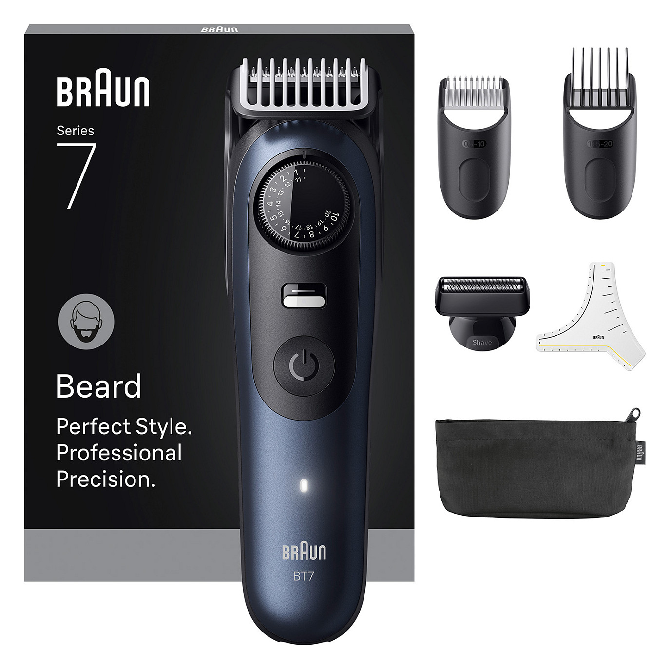 Makinë e rrojës Braun Series 7 Beard Trimmer BT7520 6 Attachments – Zezë / Blu e Errët