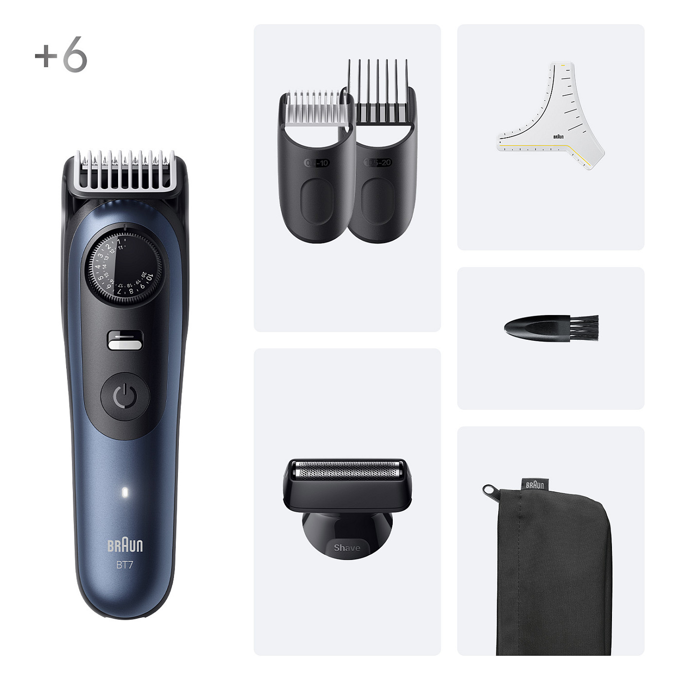 Makinë e rrojës Braun Series 7 Beard Trimmer BT7520 6 Attachments – Zezë / Blu e Errët - Figura 2