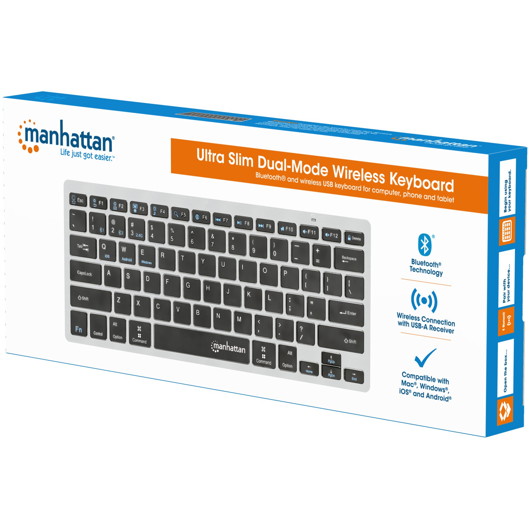 Tastierë pa kabllo MANHATTAN Slim / QWERTZ - Gri/Zezë - Figura 5