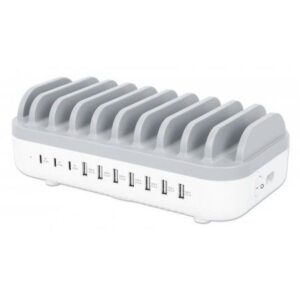 Karikues Manhattan / 10‑Port / USB Charging Station / 120 W - Bardhë/Gri